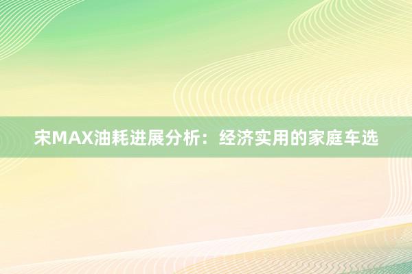 宋MAX油耗进展分析：经济实用的家庭车选